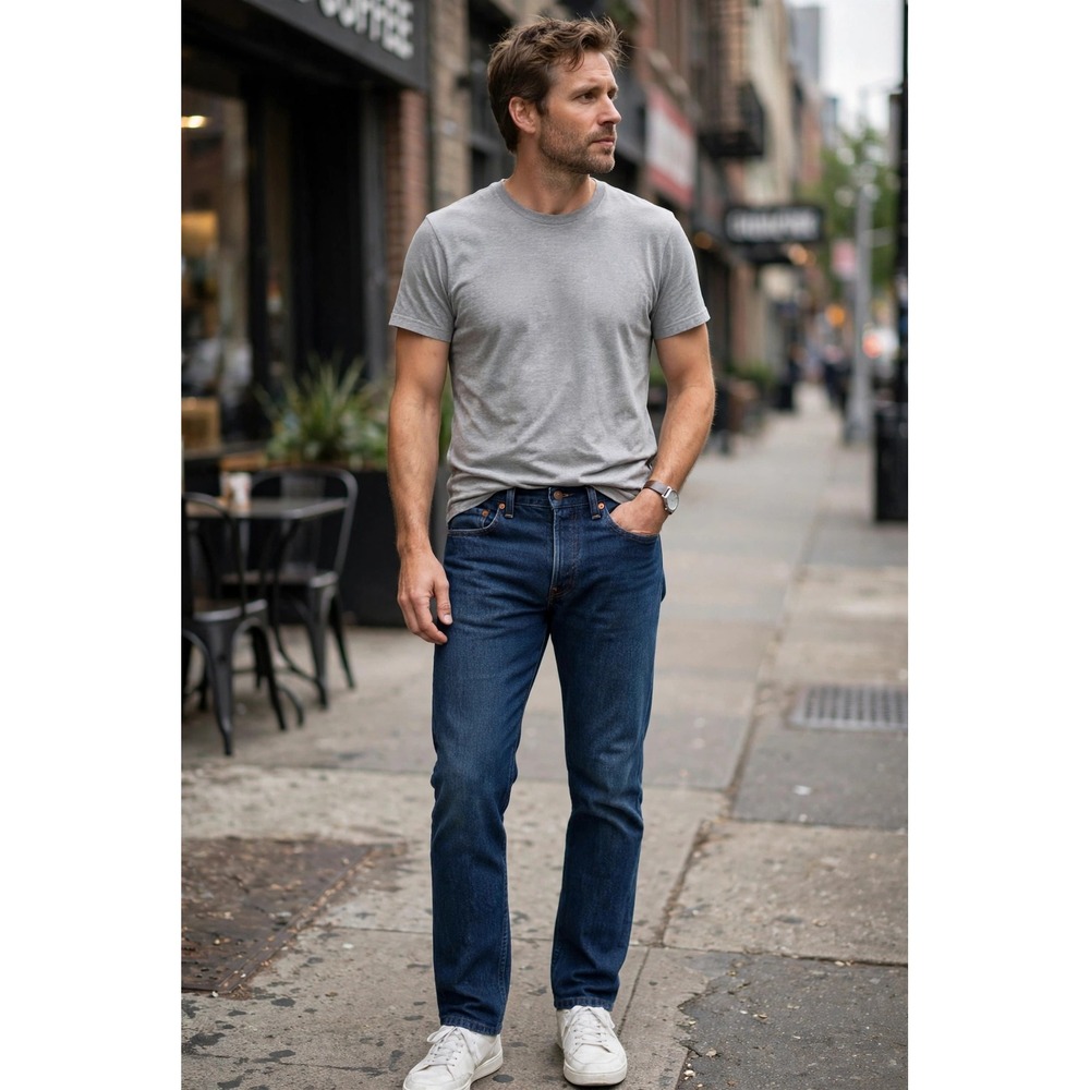 Levi's Straight Leg Jeans Mens 27x34 Medium Dark Wash Blue Denim